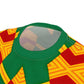Women Bold Green, Red & Gold African Kente-Inspired Pattern  All-Over Print Tee