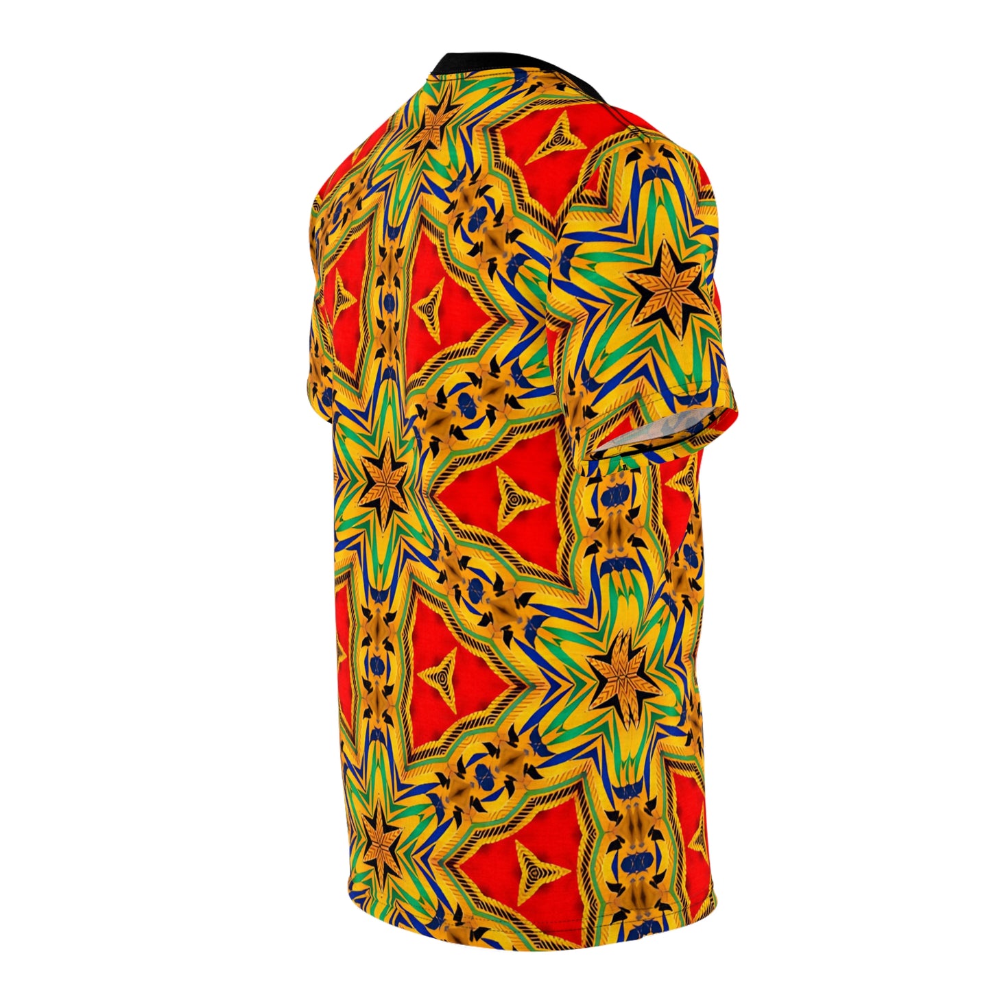 Men's Vibrant Red & Gold Star All-Over Print Festival Tee