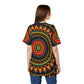 Women's Yellow Green Red Circular Pattern All-Over Print Tee