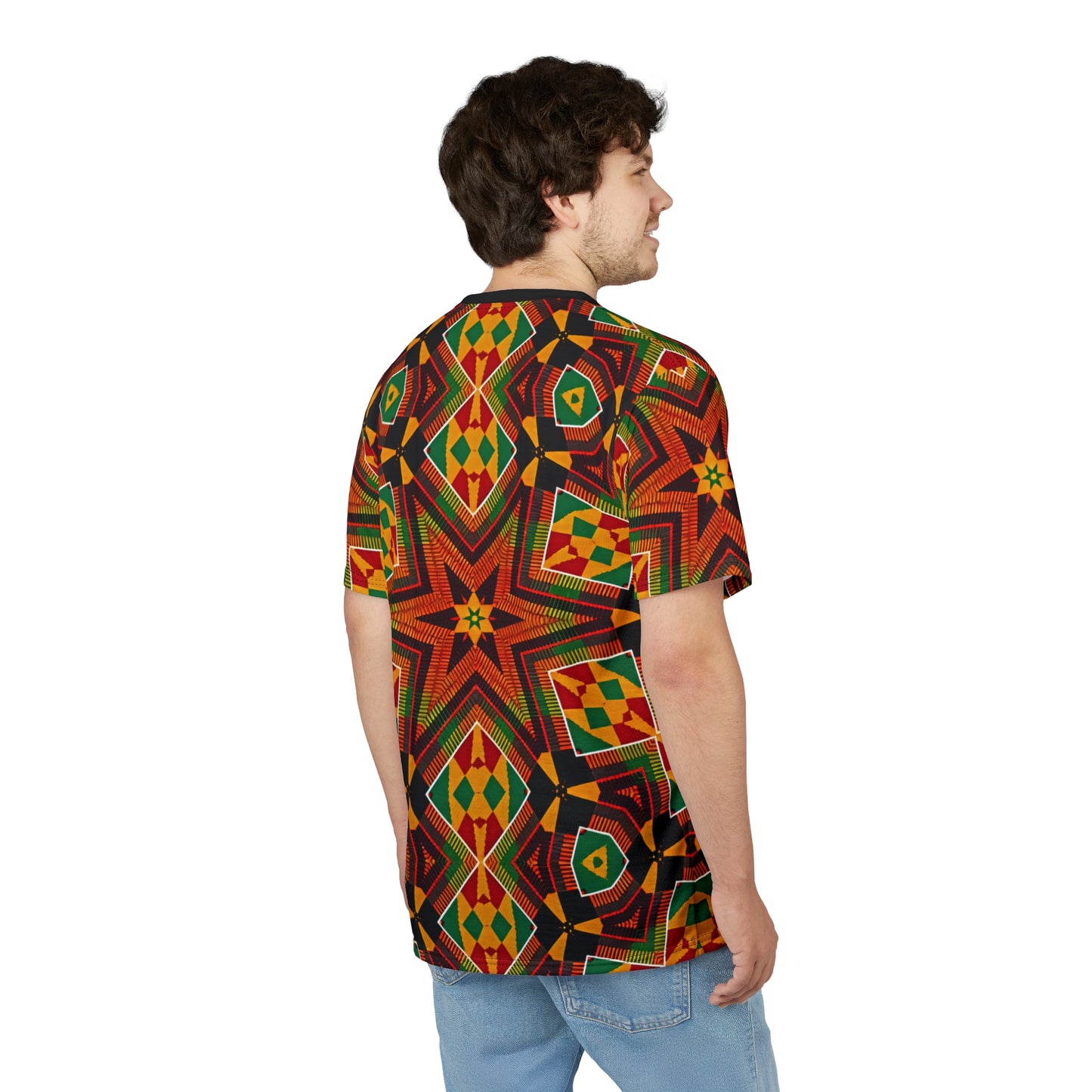 Men's African Kente Geometric Star Pattern All-Over Print Tee