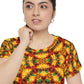 Women's Vibrant Geometric Short Sleeve All-Over Print Shirt