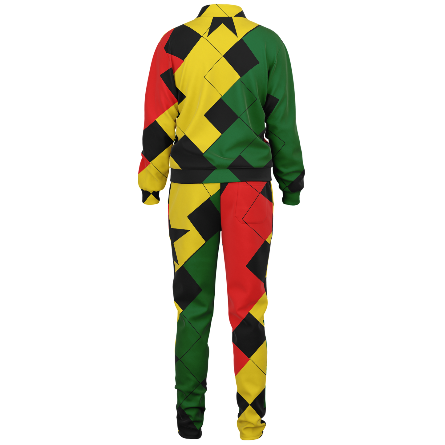 Women's Red Yellow Green and Black Stars Track Jacket and Pants
