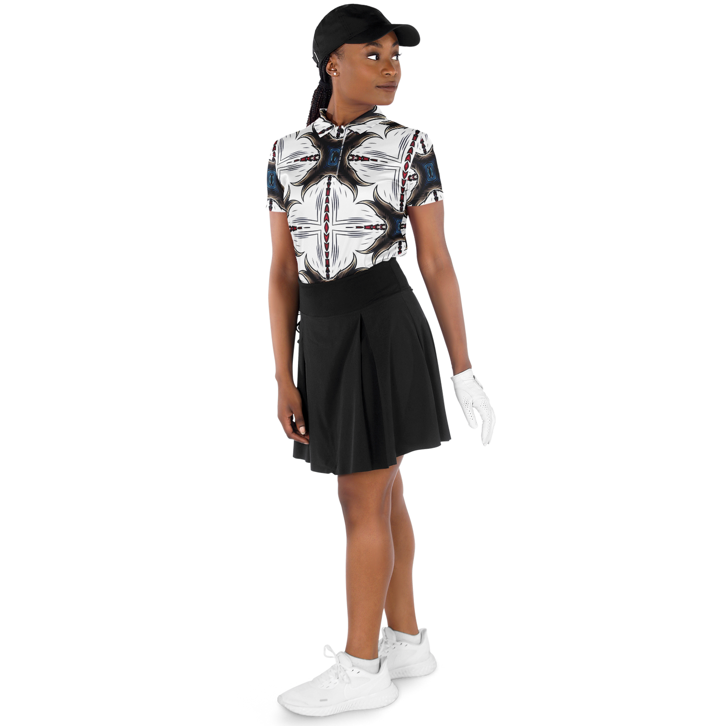 Women's Abstract Symmetry Pattern Polyester Polo Shirt