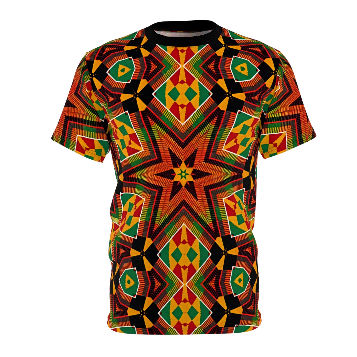 Men's African Kente Geometric Star Pattern All-Over Print Tee