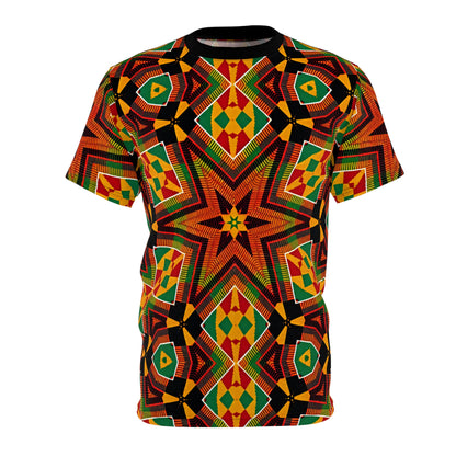 Women's African Kente Geometric Star Pattern All-Over Print Tee