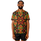 Men's African Kente Geometric Star Pattern All-Over Print Spread Collar Short Sleeve Button-Down Shirt