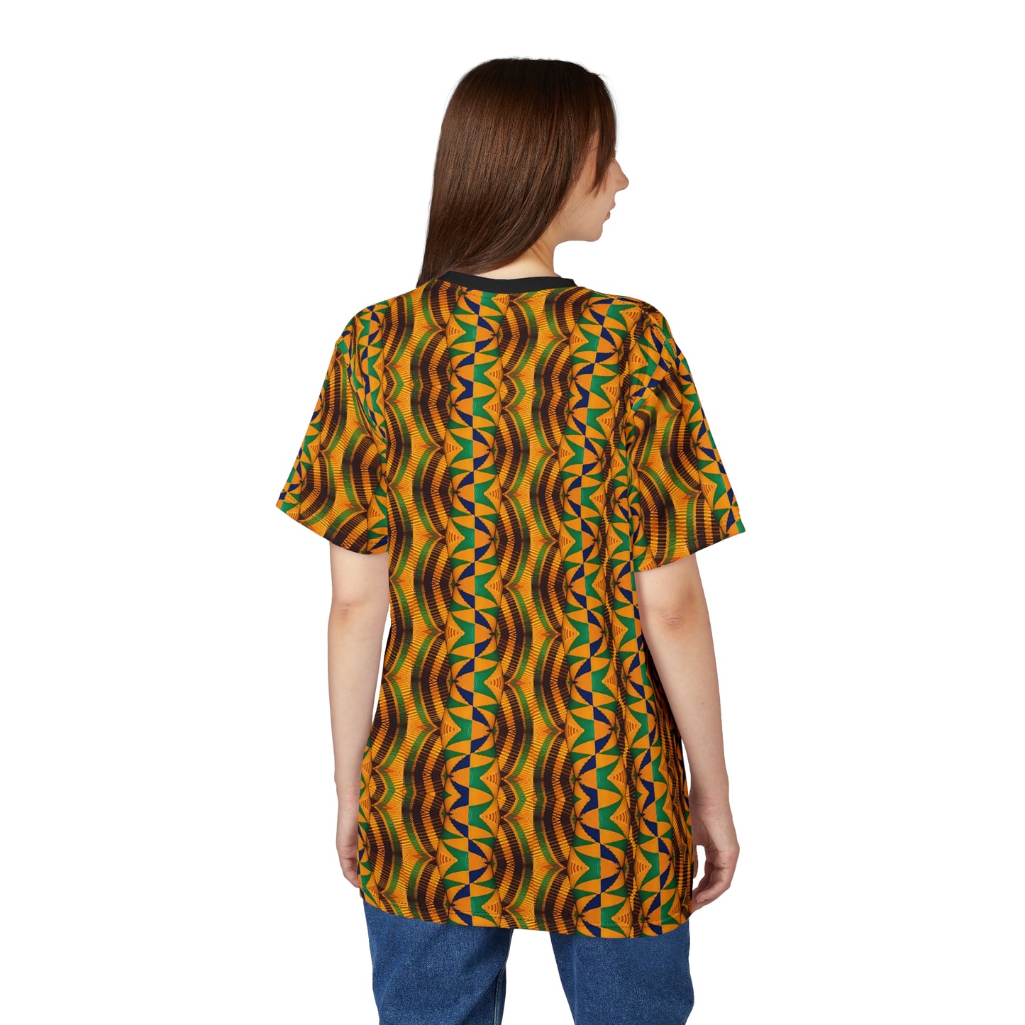 Women's African Kente Geometric Pattern All-Over Print Tee