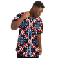Men's Red White Blue Geometric Pattern All-Over Print Baseball Jersey