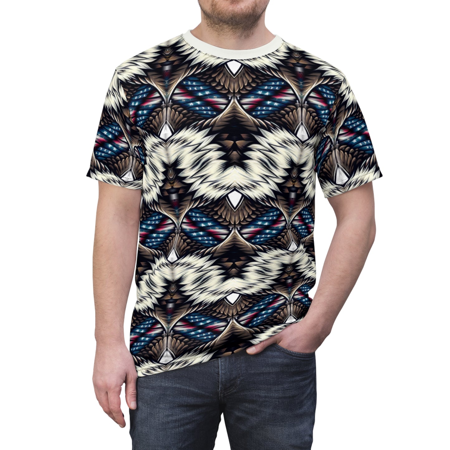Men's Bold Geometric Pattern All-Over Print Unisex Cut & Sew Tee.