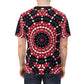 Men's Red, Black & White Psychedelic Pattern All-Over Print Shirt