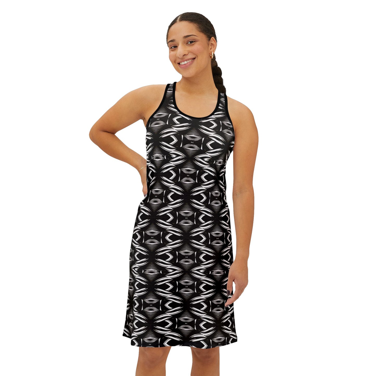 Women's Black & White Kaleidoscope Racer back Dress