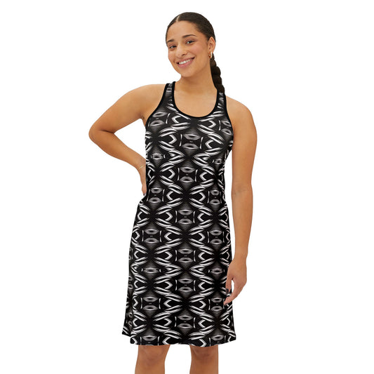 Women's Black & White Kaleidoscope Racer back Dress
