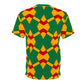 Women Bold Green, Red & Gold African Kente-Inspired Pattern  All-Over Print Tee