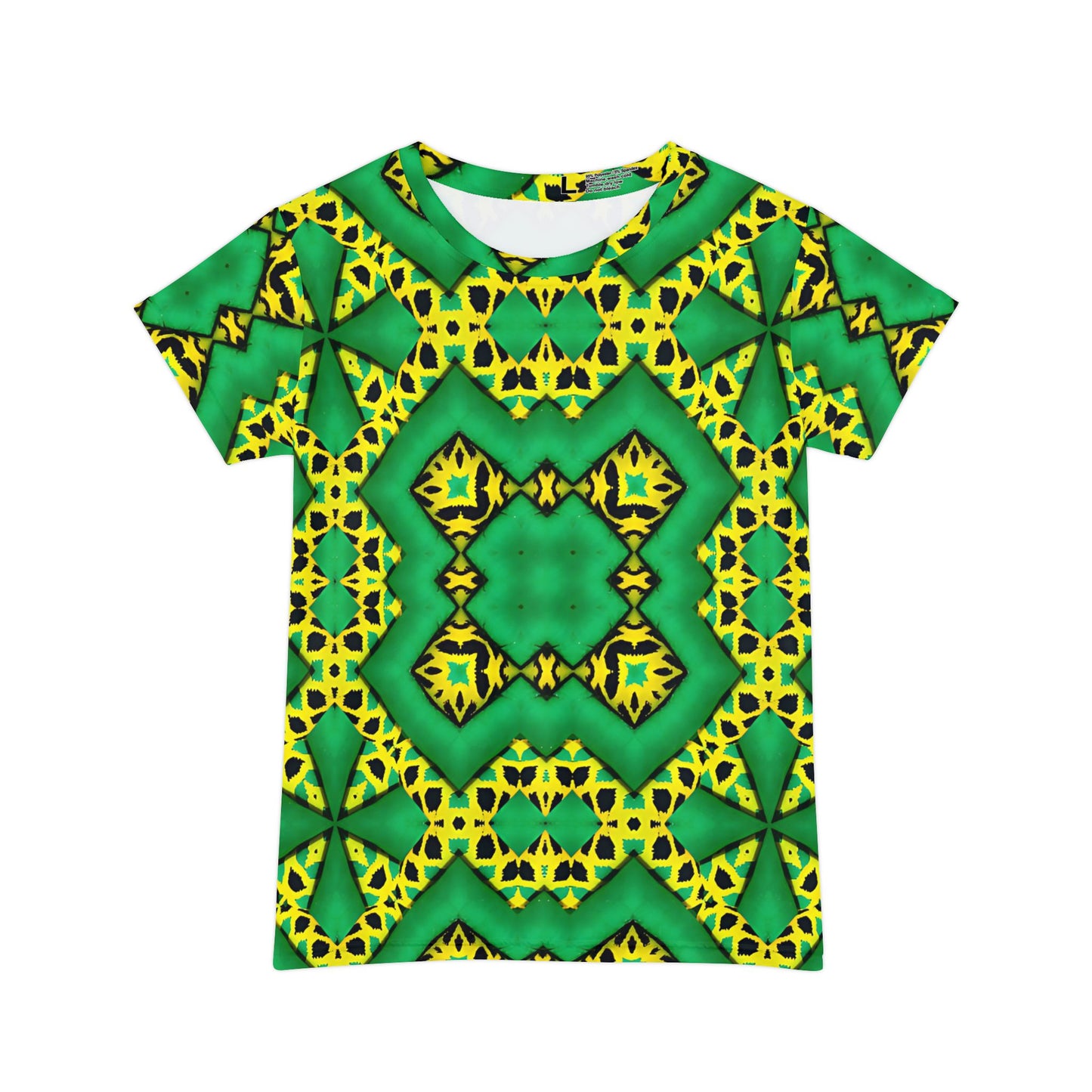 Women's Kaleidoscope Green & Yellow All-Over Print Tee