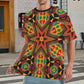 Men's African Kente Geometric Star Pattern All-Over Print Ribbed Collar T-Shirt