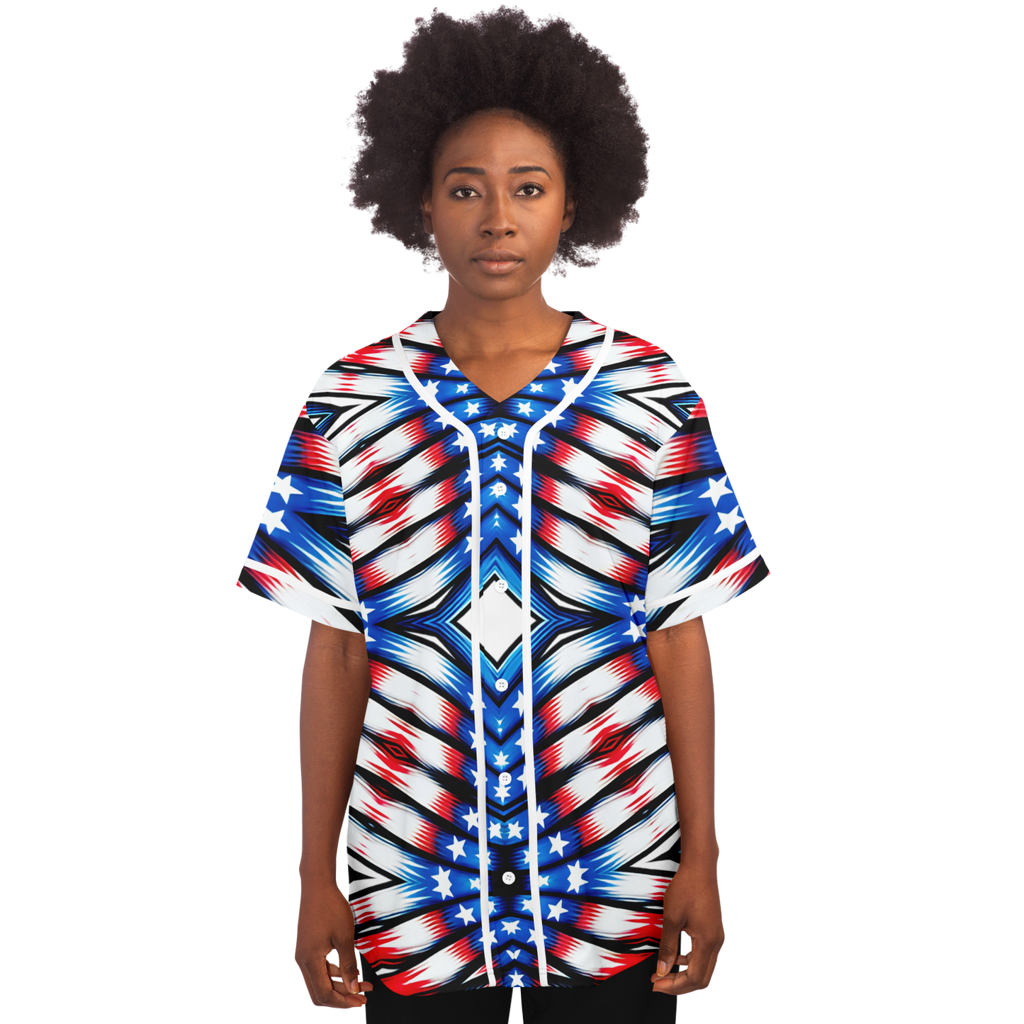 Women's American Flag Pattern All-Over Print Baseball Jersey