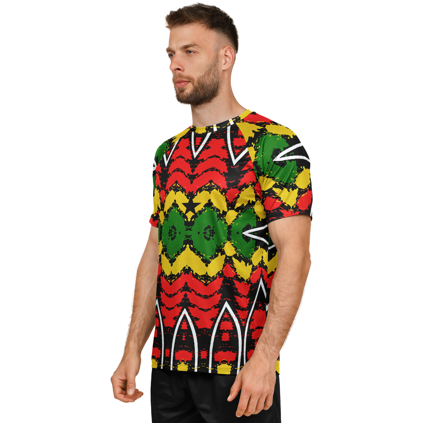 Men's Ghana Flag & Black Star Pattern All-Over Print Soccer Jersey