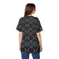 Women's Black Geometric Kaleidoscope Pattern All-Over Print Tee