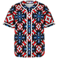 Women's Red White Blue Geometric Pattern All-Over Print Baseball Jersey
