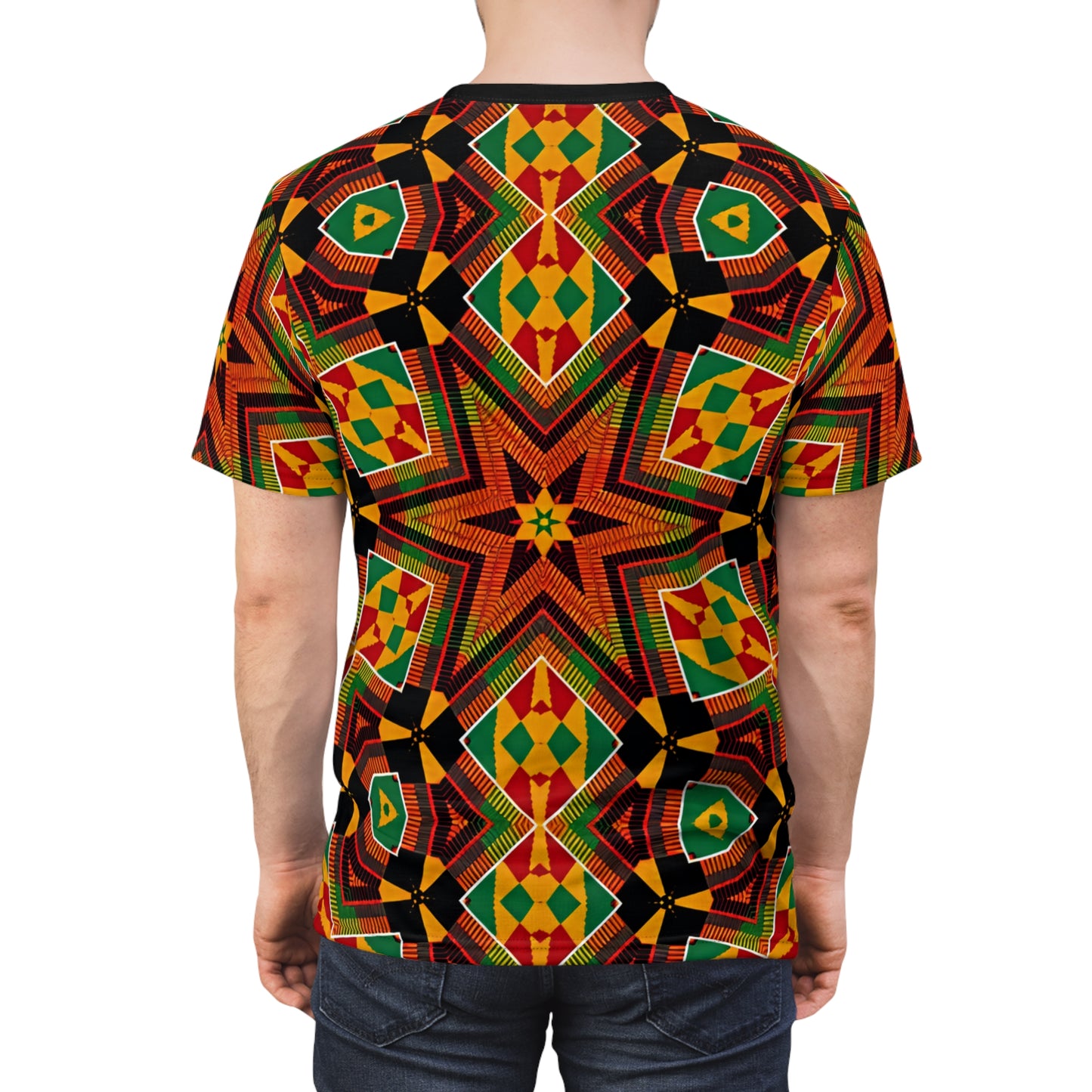 Men's African Kente Geometric Star Pattern All-Over Print Tee