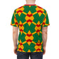 Men Bold Green, Red & Gold African Kente-Inspired Pattern  All-Over Print Tee