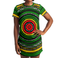 Women's Green Striped with Vibrant Accent Pattern All Over print T-Shirt Dress