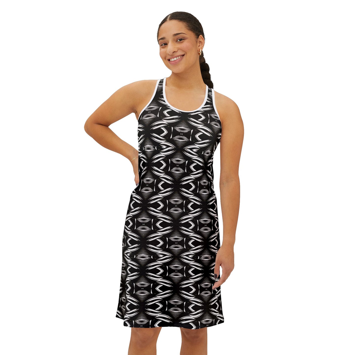 Women's Black & White Kaleidoscope Racer back Dress
