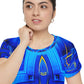 Women's Short Sleeve Blue Kaleidoscope Cross Print All-Over Graphic Tee