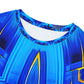 Women's Short Sleeve Blue Kaleidoscope Cross Print All-Over Graphic Tee