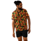 Men's African Kente Geometric Pattern All-Over Print Spread Collar Short Sleeve Button-Down Shirt