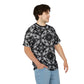 Men's Black & White Kaleidoscope Pattern All-Over Print Graphic Shirt