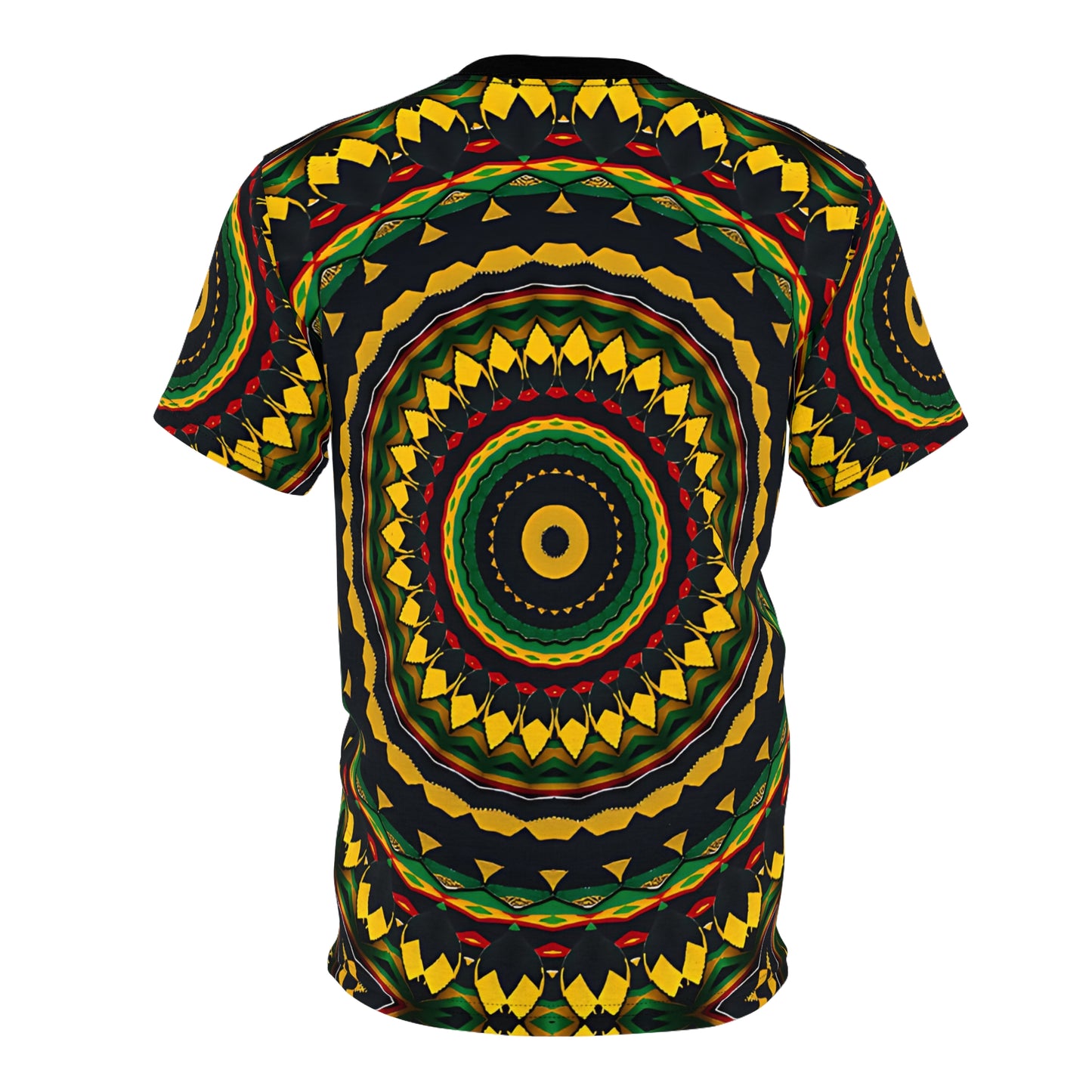 Women's Yellow Green Red Circular Pattern All-Over Print Tee