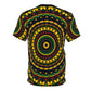 Women's Yellow Green Red Circular Pattern All-Over Print Tee