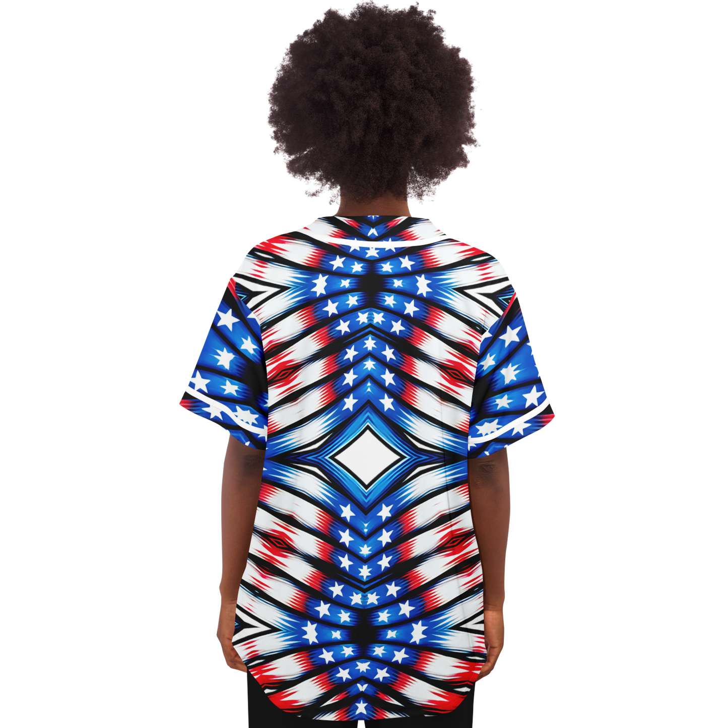 Women's American Flag Pattern All-Over Print Baseball Jersey