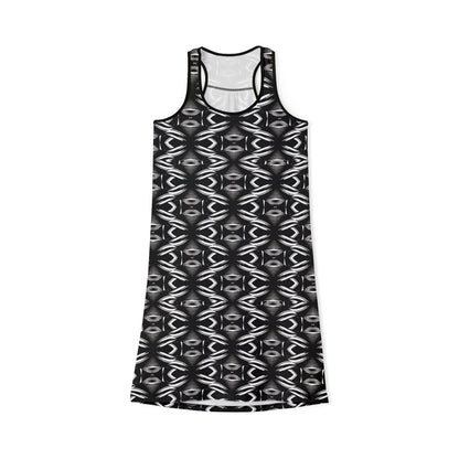 Women's Black & White Kaleidoscope Racer back Dress