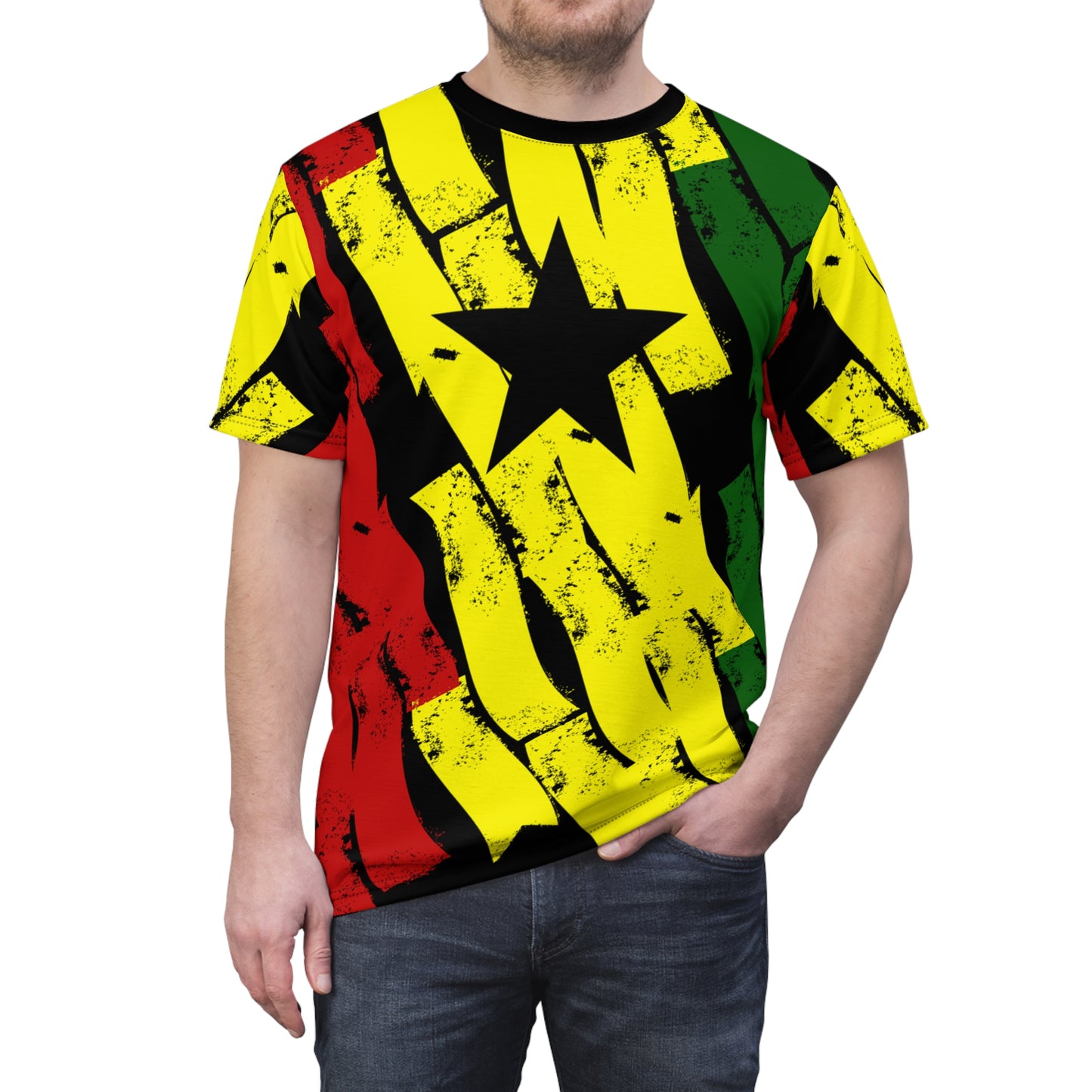 Men's Ghana Flag Pattern All-Over Print Cut & Sew Tee
