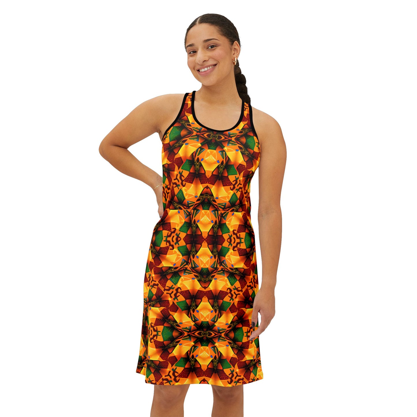 Women's Kaleidoscope Floral Racer back All-Over Print Summer Dress