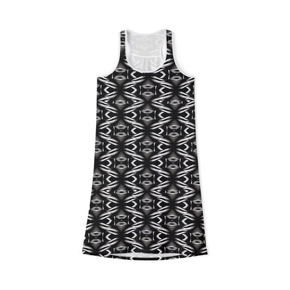 Women's Black & White Kaleidoscope Racer back Dress