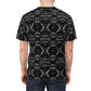 Men's Black Geometric Kaleidoscope Pattern All-Over Print Tee