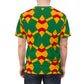 Men Bold Green, Red & Gold African Kente-Inspired Pattern  All-Over Print Tee
