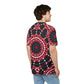 Men's Red, Black & White Psychedelic Pattern All-Over Print Shirt