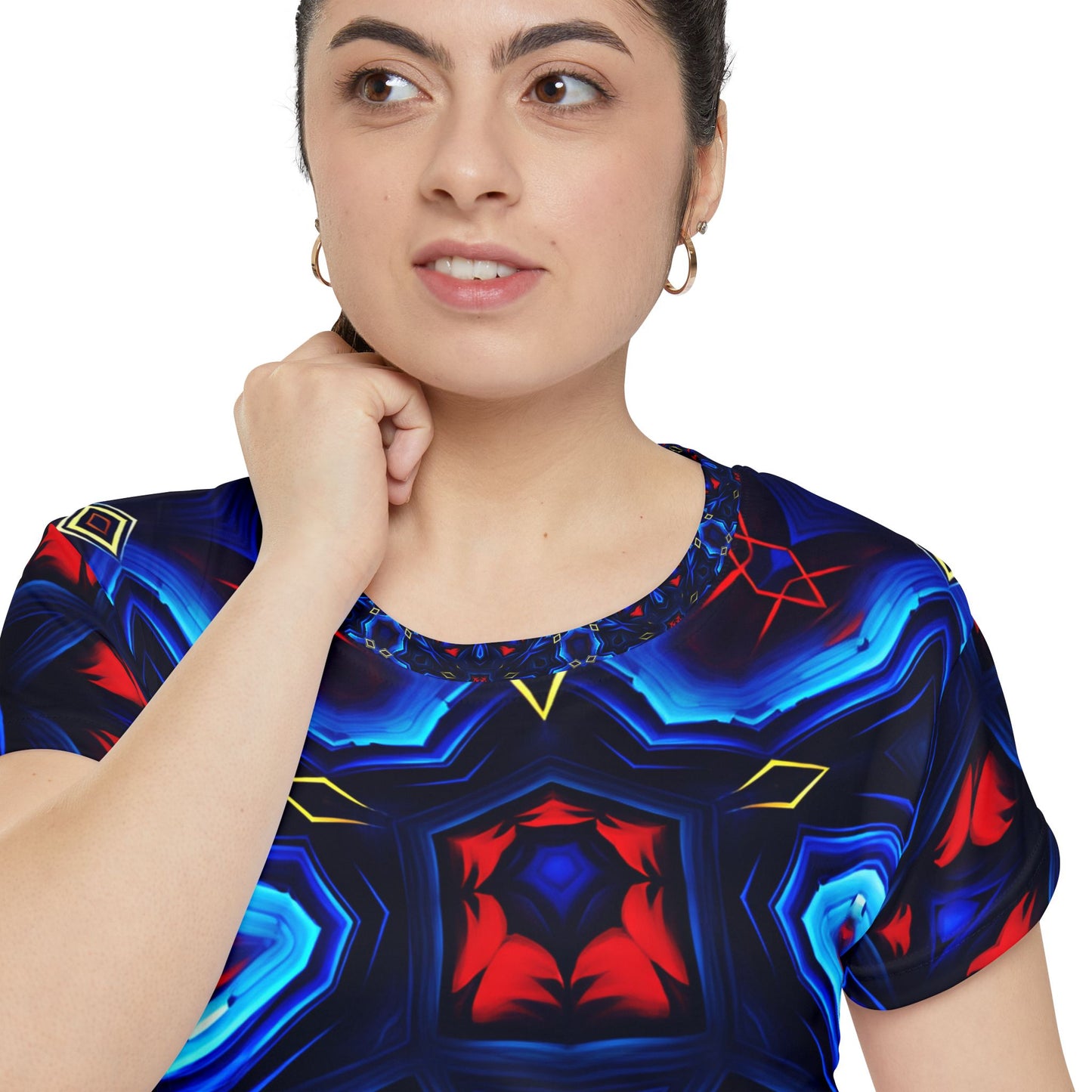 Women's Kaleidoscope Neon Floral All-Over Print Unisex Cut & Sew Tee