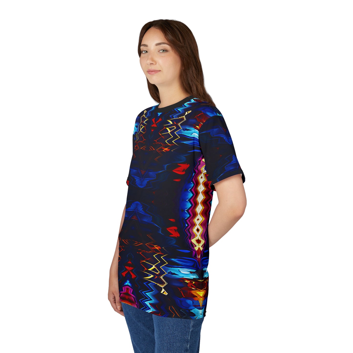 Women's Psychedelic Neon Kaleidoscope All-Over Print Unisex Cut & Sew Tee