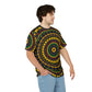 Men's Yellow Green Red Circular Pattern All-Over Print Tee