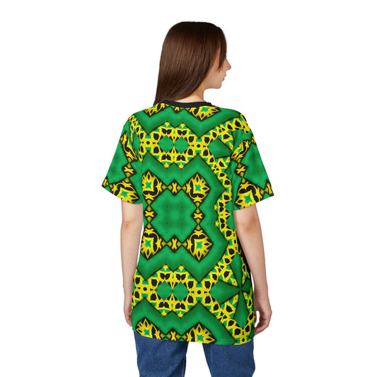 Women's Green & Yellow Kaleidoscope Pattern All-Over Print Shirt