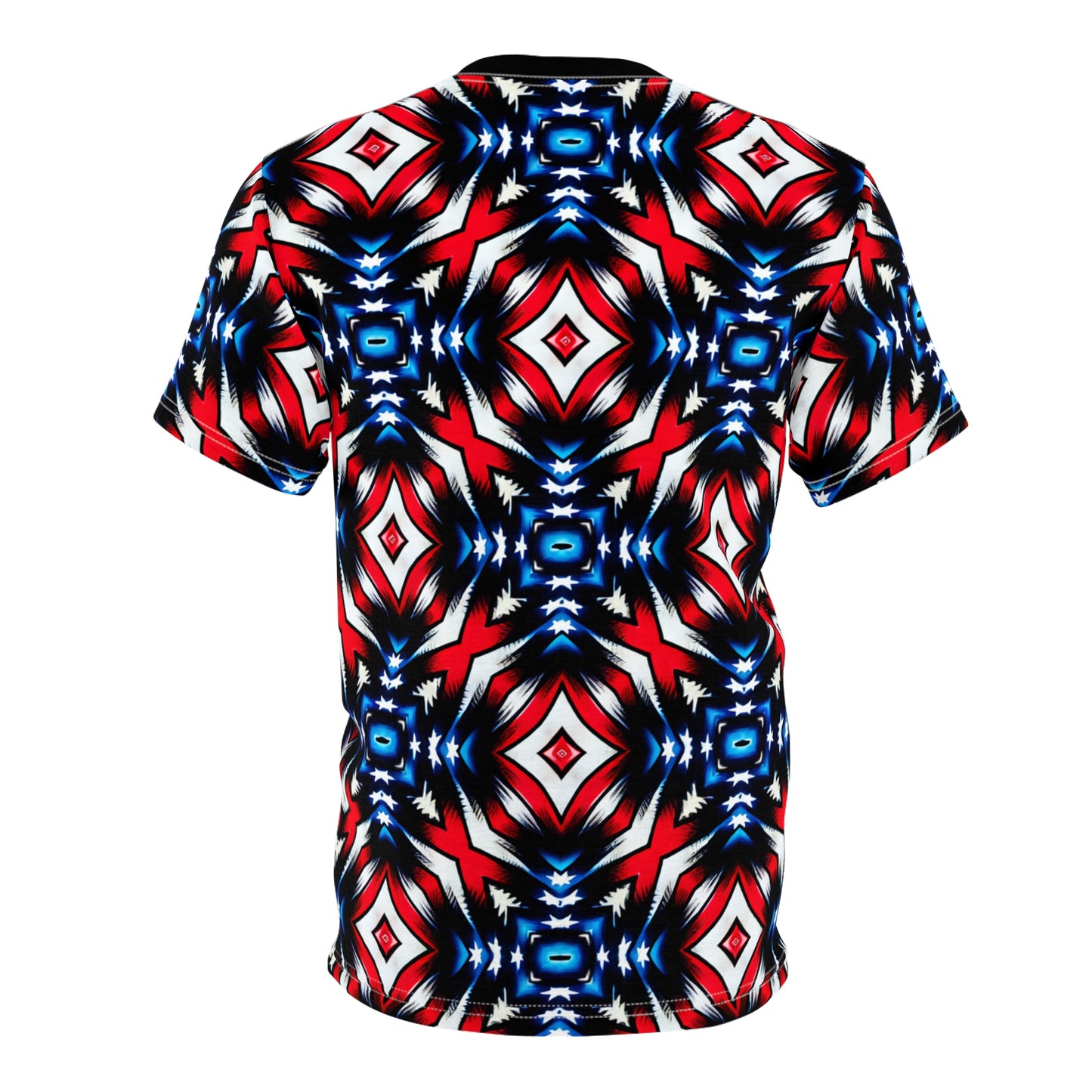 Men's Red White Blue Geometric Pattern All-Over Print Unisex Cut & Sew Tee