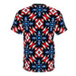 Women's Red White Blue Geometric Pattern All-Over Print Unisex Cut & Sew Tee