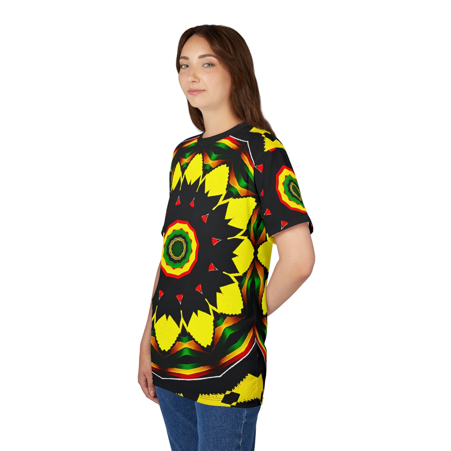 Women's Psychedelic Floral Pattern All-Over Print Tee