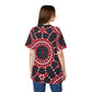 Women's Red, Black & White Psychedelic Pattern All-Over Print Shirt