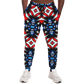 Men's Red White Blue Geometric Pattern All-Over Print Athletic Jogger